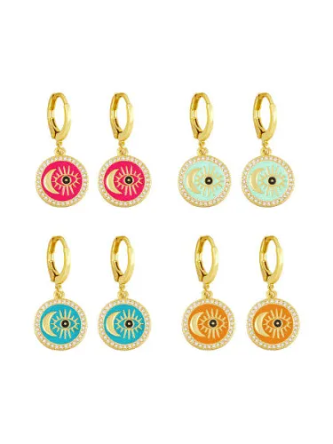 Brass Enamel Evil Eye Vintage Huggie Earring