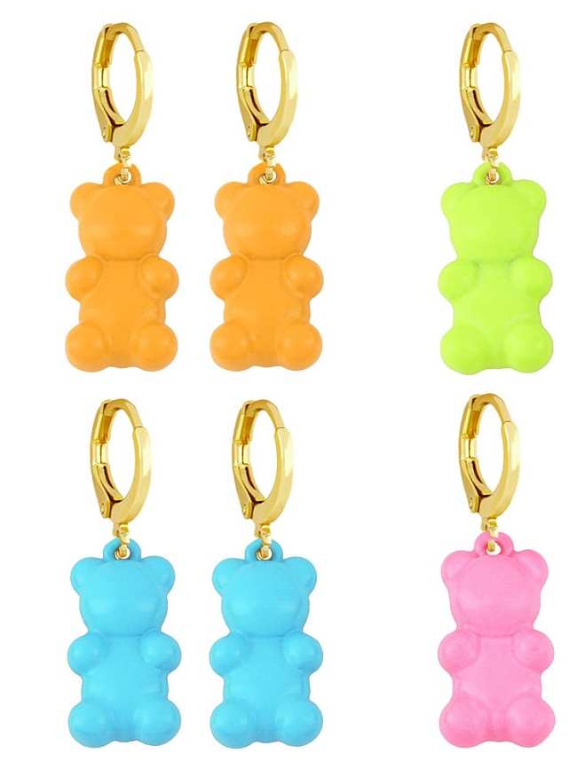 Brass Enamel Icon Vintage Huggie Earring