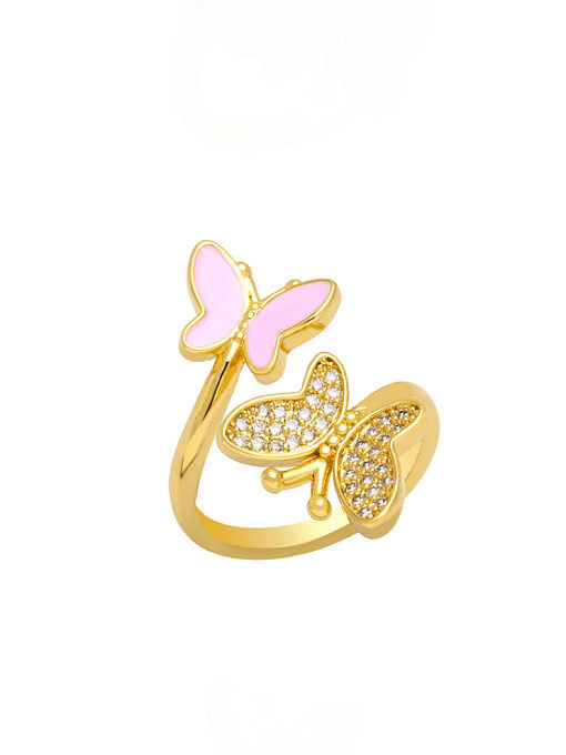 Brass Cubic Zirconia Butterfly Vintage Band Ring