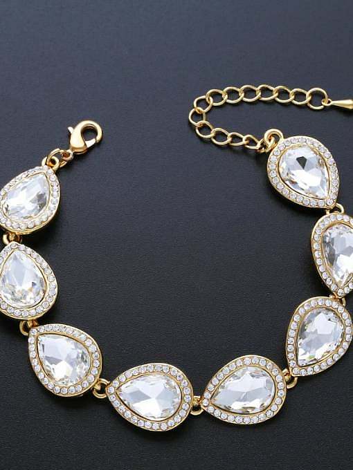 Brass Glass Stone Water Drop Luxury Bracelet