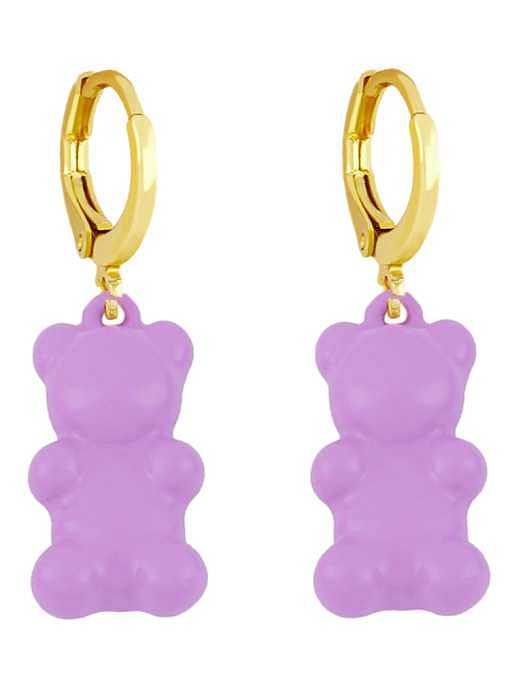 Brass Enamel Icon Vintage Huggie Earring