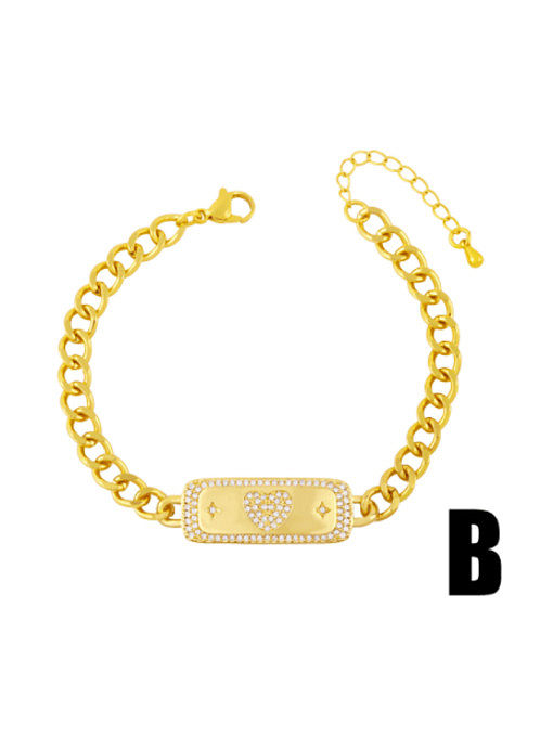 Brass Cubic Zirconia Star Hip Hop Link Bracelet