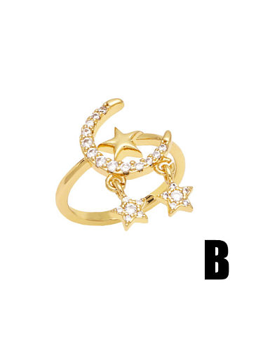 Brass Cubic Zirconia Star Vintage Band Ring