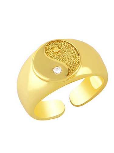 Brass Cubic Zirconia Irregular Vintage Band Ring