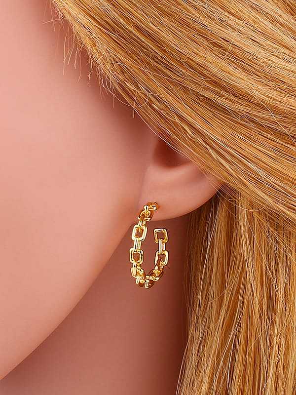 Brass Hollow Geometric Minimalist Hoop Earring