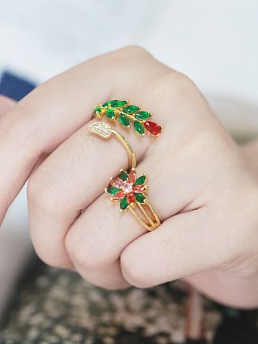 Brass Cubic Zirconia Flower Vintage Band Ring