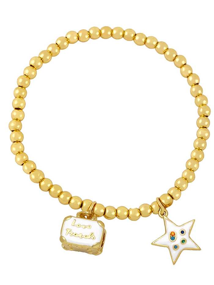 Brass Multi Color Enamel Star Vintage Beaded Bracelet