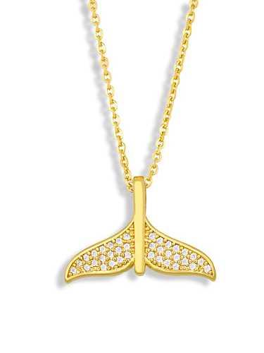 Brass Cubic Zirconia Fish Vintage Necklace