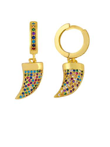 Brass Cubic Zirconia Irregular Vintage Huggie Earring