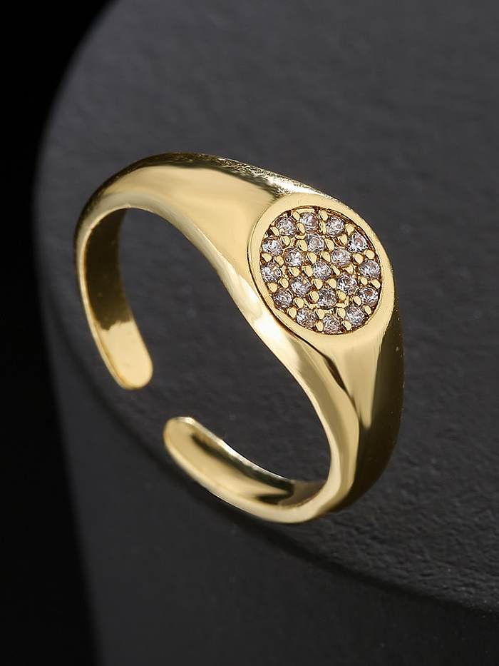 Brass Cubic Zirconia Geometric Vintage Band Ring