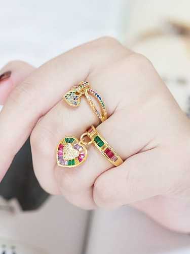Brass Cubic Zirconia Heart Vintage Band Ring