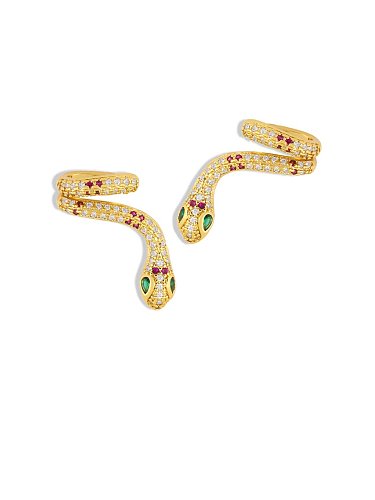Boucles d'oreilles clous vintage serpent en laiton et zircon cubique