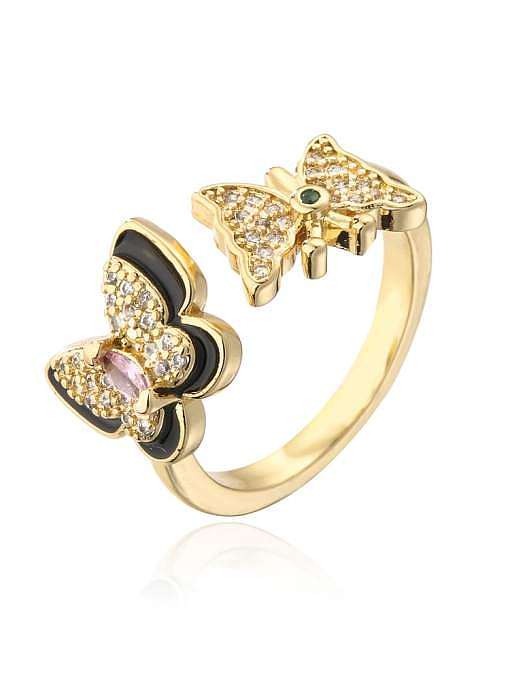 Brass Cubic Zirconia Butterfly Vintage Band Ring