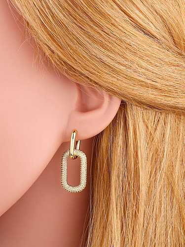 Brass Cubic Zirconia Geometric Ethnic Drop Earring