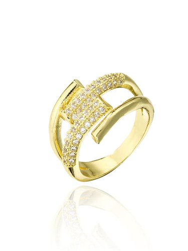 Brass Cubic Zirconia Irregular Vintage Stackable Ring