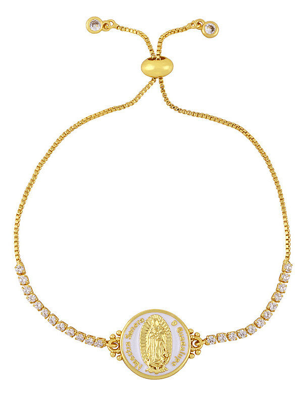 Brass Cubic Zirconia Oval Vintage Wire Bracelet
