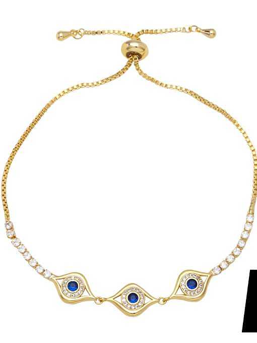 Brass Cubic Zirconia Evil Eye Vintage Adjustable Bracelet