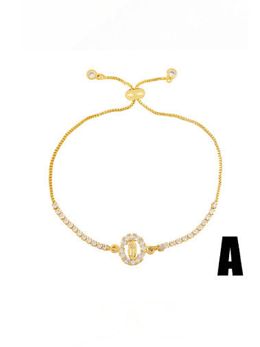 Brass Cubic Zirconia Evil Eye Vintage Adjustable Bracelet