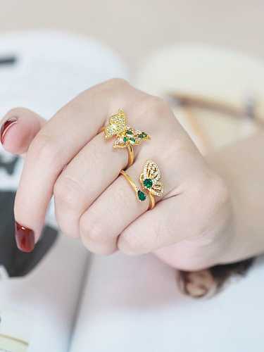 Brass Cubic Zirconia Butterfly Vintage Band Ring