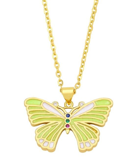 Brass Enamel Butterfly Vintage Necklace
