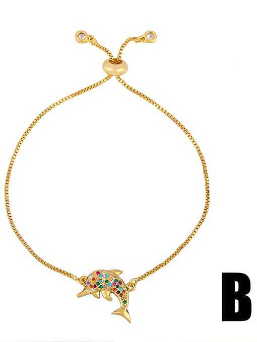 Brass Cubic Zirconia Turtle Cute Link Bracelet