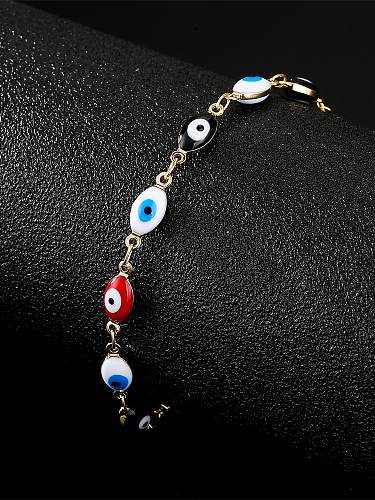 Brass Cubic Zirconia Enamel Evil Eye Vintage Necklace