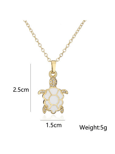 Collier Vintage Tortue en Laiton Cubic Zirconia Email