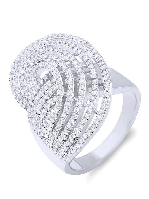 Messing Cubic Zirkonia Geometric Statement Cocktail Ring