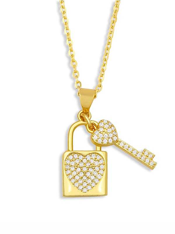 Brass Cubic Zirconia Key Minimalist Necklace
