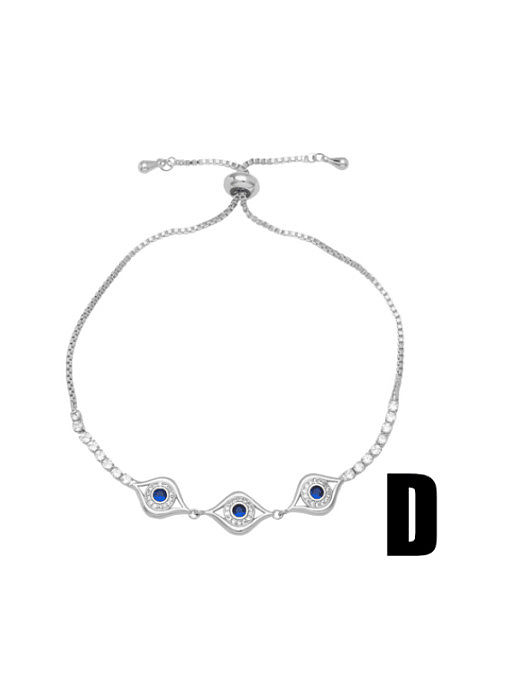 Brass Cubic Zirconia Evil Eye Vintage Adjustable Bracelet