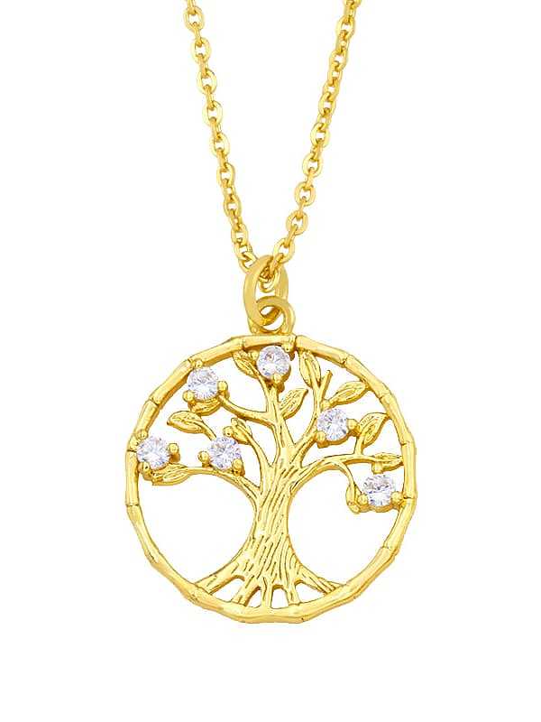 Brass Cubic Zirconia Tree Vintage Necklace