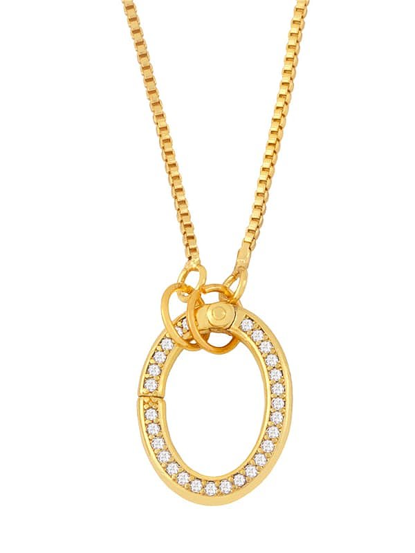 Brass Cubic Zirconia Irregular Vintage Necklace