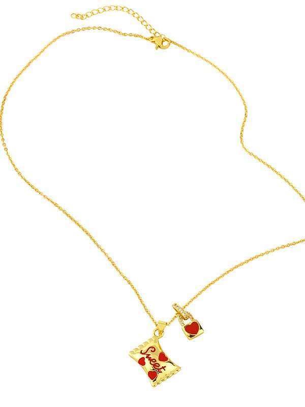 Brass Enamel Heart Vintage Necklace