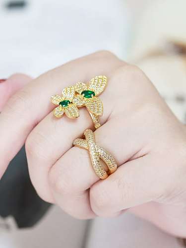 Brass Cubic Zirconia Butterfly Vintage Band Ring