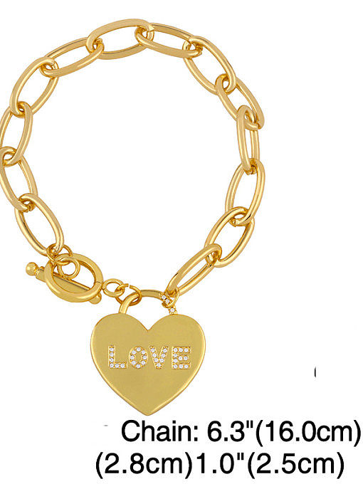 Brass Cubic Zirconia Letter Minimalist Hollow Chain Necklace