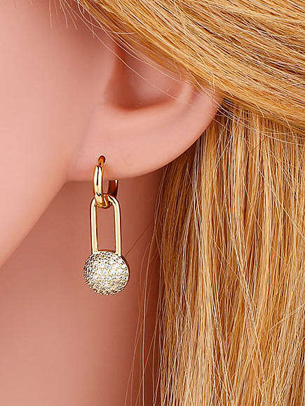 Brass Cubic Zirconia Heart Vintage Huggie Earring