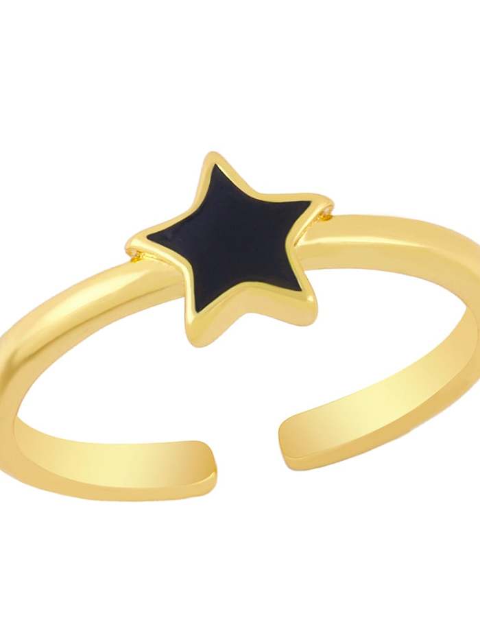 Brass Enamel Star Minimalist Band Ring