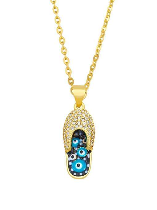 Brass Cubic Zirconia Evil Eye Vintage Necklace