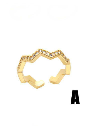 Brass Enamel Cubic Zirconia Geometric Hip Hop Band Ring