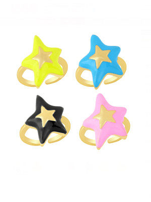 Brass Enamel Five-pointed starTrend Band Ring