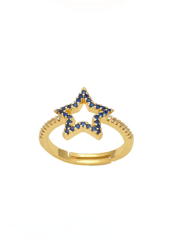 Brass Cubic Zirconia Pentagram Vintage Band Ring