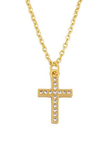 Collier Vintage Croix en Laiton Cubic Zirconia