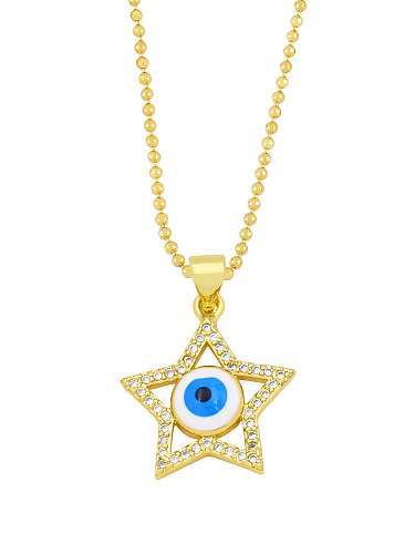 Messing Zirkonia Emaille Evil Eye Vintage Halskette