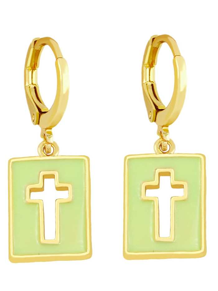 Brass Enamel Cross Minimalist Huggie Earring