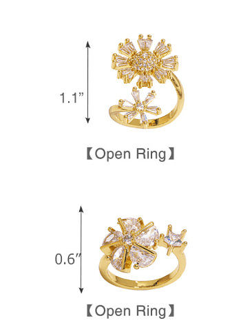 Messing Zirkonia Flower Trend Band Ring