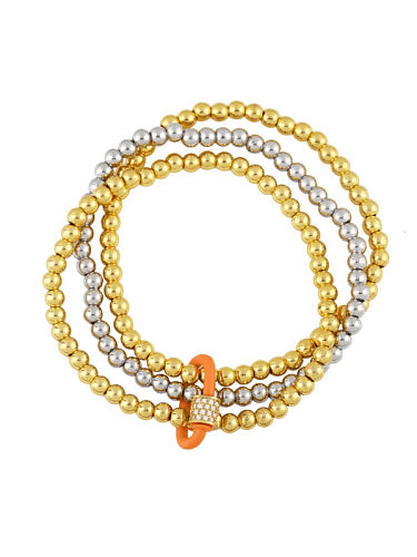 Bracelet perlé vintage géométrique en émail de perles de laiton