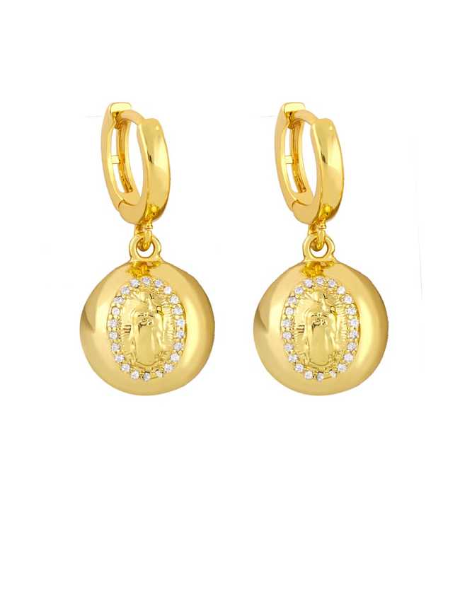 Brass Cubic Zirconia Ball Vintage Huggie Earring