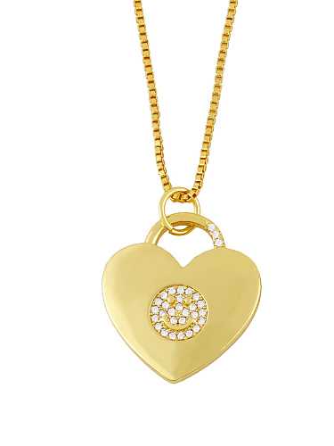 Collar minimalista de corazón de diamantes de imitación de latón