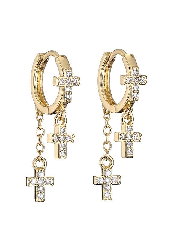 Boucles d'oreilles vintage Huggie en laiton avec zircon cubique et lune