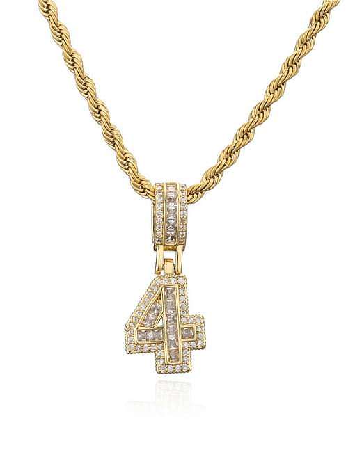 Brass Cubic Zirconia Trend Number Pendant